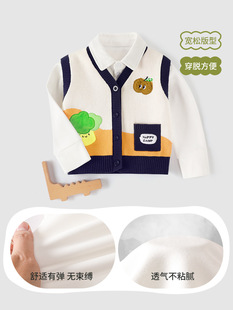 Kuwa Mi Spring and Autumn New Boys Korean Style Lapel Pocket Cartoon Embroidered White Long Sleeve Base Shirt T-Shirt