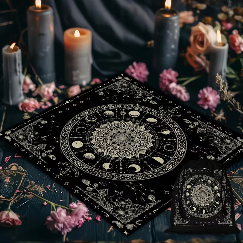 Vintage Gilded Astrology Tarot Table Mat Constellation Astrology Ritual Cloth Mystical Decorative Table Mat Customizable for Cross-Border Sales