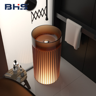 Column Basin Bathroom Wash Basin Integrated Color Transparent Art Crystal Resin Column Wash Basin