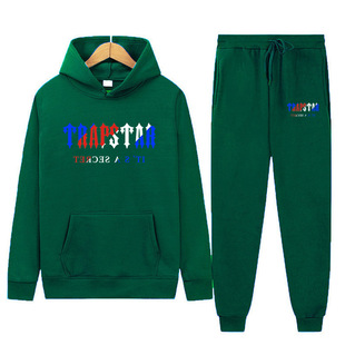 TRAPSTAR алфавитный принт для мужчин и женщин многоцветный теплый двухсекционный набор свободных толстовок брюки для бега
