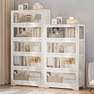 Bookshelf Floor Solid Wood Bookcase with Door Storage Rack Dust-proof Storage Rack Modern Simple Free Combination Display Shelf