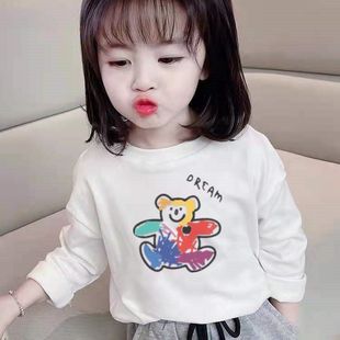 [48 hours delivery] printed boys and girls baby Korean T-shirt 2024 spring and autumn new cartoon long sleeve Zhongda