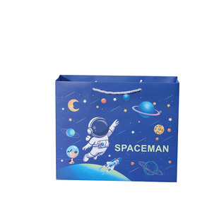 in stock Cartoon Astronaut Gift Bag Creative Children's Day Gift Bag Blue Spaceman Packaging Bag Gift Bag