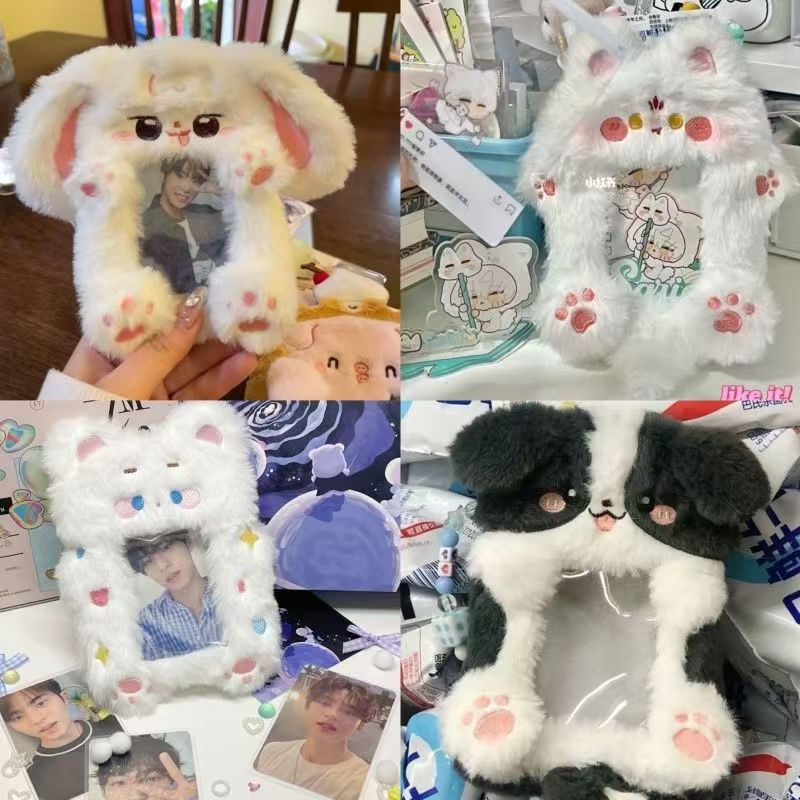 Plush Card Case Ins Style Cute Korean Student Card Case School Bag Pendant Carrying Bus ID Case Protective Case Goo Card