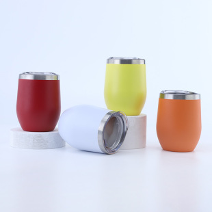 304 stainless steel double-layer vacuum 12oz eggshell Cup heat preservation cold preservation small beer cup U-shaped Big Belly Egg Cup