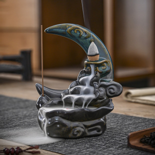 Moon Backflow Incense Burners Ceramic Home Incense Ornaments Backflow Aromatherapy Burners Kiln Change Cross-border Incense Burners Factory Wholesale