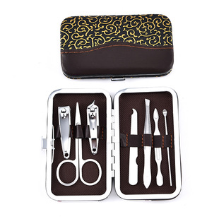 Stainless Steel Manicure Nail Clipper Beauty Tools Printable Gift Logo Nail Clipper Leather Box 7 Piece Set Nail Clipper