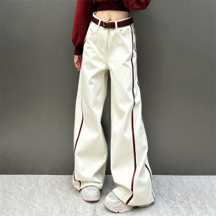153 Little Man "New Year's War Pants" Heavy Industry Embroidered Wide Leg High Street Jeans Spandex Middle East Cotton