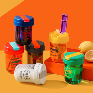 Factory Direct supply internet celebrity small capacity portable plastic Ton Cup small children's handy straw Cup girl's office
