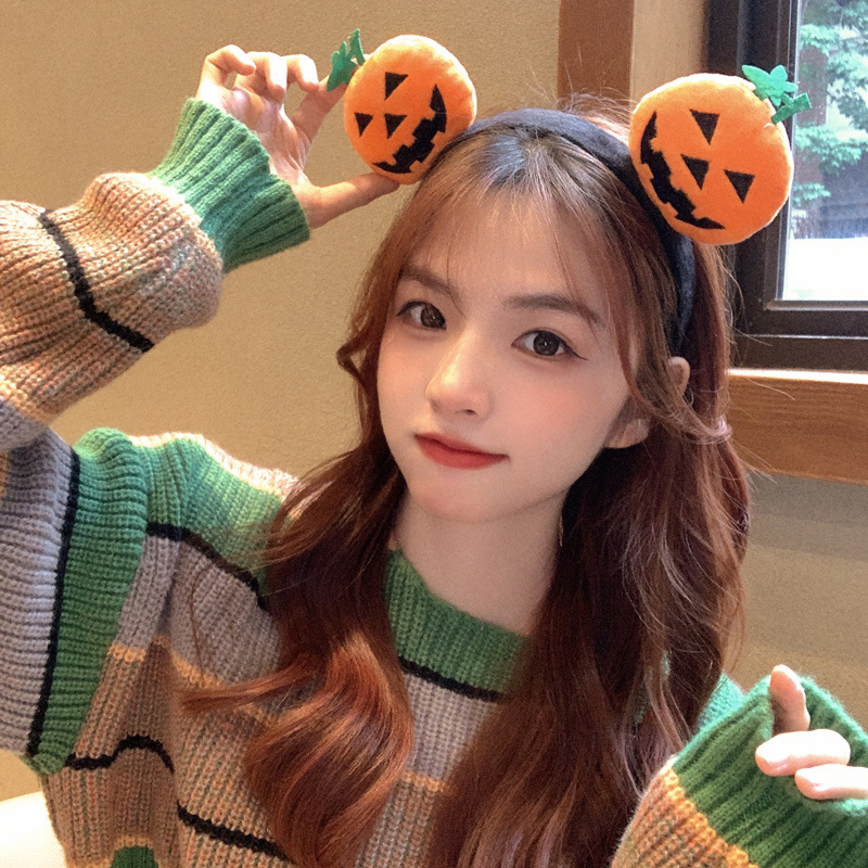Emoji Pumpkin Halloween Headwear Headband Demon Cute Funny cos Accessories Stage Performance Headband Headwear