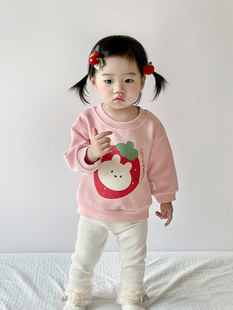 2025 Autumn Casual Strawberry Sweat Baby Girl's Long Sleeve Loose Top 3883 Children's Spring and Autumn Outfit