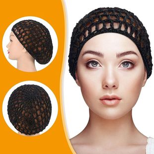 Mesh Crochet Hair Net Rayon Knitted Turban Hat Thick Short Women's Hair Net Turban Nightcap
