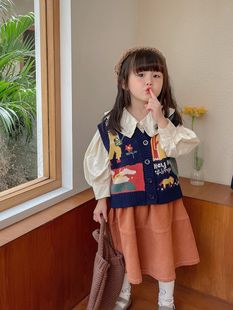 Children's College Coat Korean Children's Wear for Boys and Girls 2023 Spring and Autumn New Vest Baby's Knitted Vest Trendy