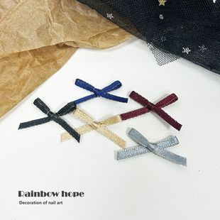 Academy style gold silk handmade bow nail jewelry fabric hand-worn nail material nail material patch