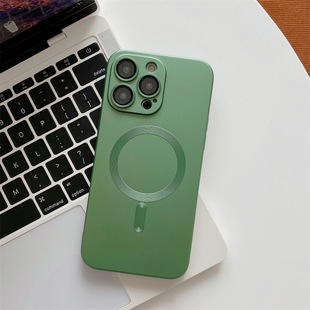 Suitable for iPhone16 magnetic suction phone case magsafe apple plating 13 skin feeling 12 dark purple 15 protective cover