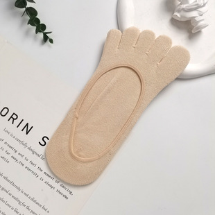 [Shallow Mouth Invisible] Five-Toe Socks, Breathable Sweat-Absorbent Cotton Socks, Solid Color Cotton Women's Simple Socks, New Spring/Summer Style