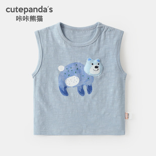 Kaka Panda Children's Vest Baby Children's Wear Boys' Casual Sleeveless T-Shirt Girls' Summer Wear Baby's Top Summer