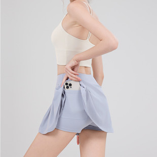 High Waist Anti-Light Yoga Skirt Summer Badminton Skirt Running Fitness Tennis Side Pocket Skirt for Women