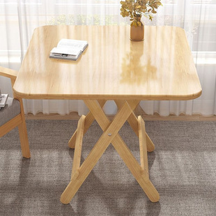 Solid Wood Foldable Table Household Dining Table Small Apartment Dining Square Simple Dining Table Rental Portable Small Table