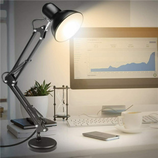 Adjustable swing arm for metal desk lamp, interchangeable base or clip base Clip (excluding bulb)