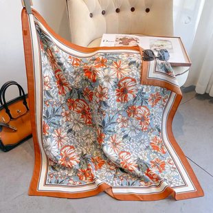 Imitation Velvet Square Scarf Printed Autumn and Winter New Style Scarf Scarf Temperament All-match Silk Scarf Square Scarf Dual-purpose Shawl Outer Wear