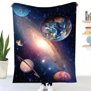 Star Planet Flannel Double-sided Blanket Four Seasons Warm Travel Blanket Nap Blanket Gift Blanket
