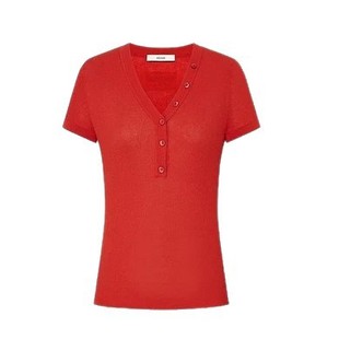 Ed Home Replacement Retro V-Neck Button Short Sleeve T-Shirt Slim Fit Short Top 2025 Spring Hot Style Bx Versatile