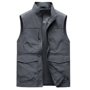 8870 men's clothing a spring and autumn new 2022 mesh printed vest men's casual zipper vest