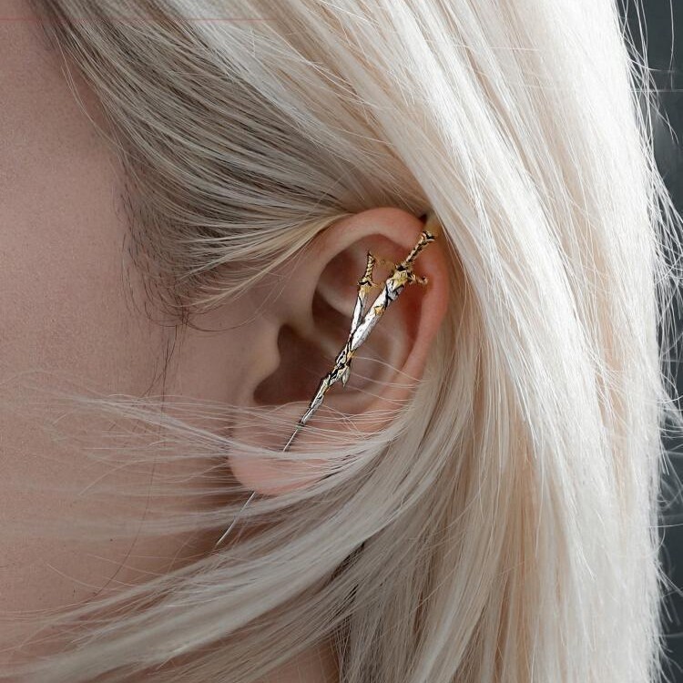 New Style Knight Sword Piercing Earrings, Original Niche Design, High-End Sweet-Cool Unisex Ear Accessories
