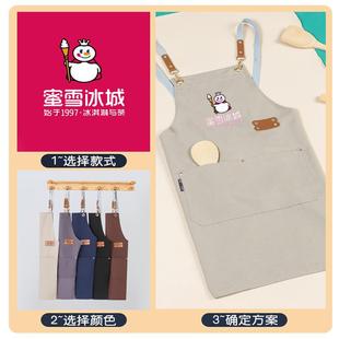 Internet red canvas waterproof apron adjustable catering milk tea shop work clothes waist printing logo cross-border wholesale