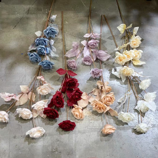 New 5-head Baijia rose artificial flower wedding hotel Road lead flower arrangement home soft rose decoration fake flower