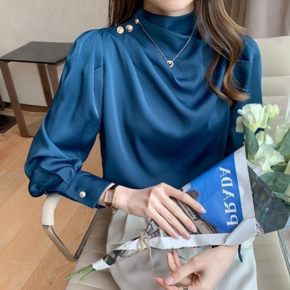 Satin Shirt Women's Early Spring 2025 New Women's Ladies Style Design Sense Niche Business Wear Hong Kong Style Long Sleeve Shirt
