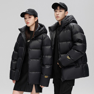 2023 Winter new black gold short down jacket popular trendy trendy men's and women's same white duck down warm jacket