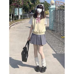 Jk Vest Women's Japanese V-neck Pullover Sweater Women's Autumn Original All-match Maillard Yellow Vest Knitted Sweater