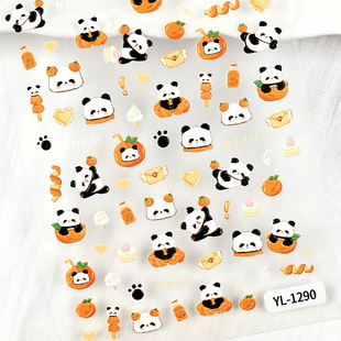 Cute Little Panda Nail Art Sticker 5D Relief Stereo Milk Cute Baby Panda Nail Sticker Jewelry YL