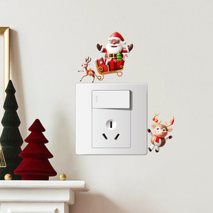 VA-KG066 creative Santa elk bedroom living room switch stickers decorative wall stickers self-adhesive wholesale foreign trade