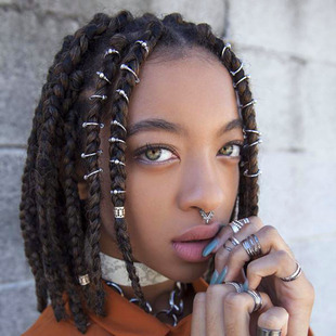 Overseas eBay Explosions European and American Alloy Ring Hair Accessories Hair Buckle Punk Beatles Dirty Gear Beads Braid Headdress