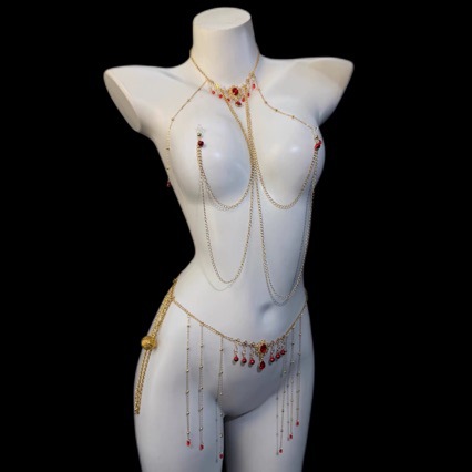 European and American Cross-Border New Accessories Water Drop Bell Geometric Bra Body Chain Summer Beach Sexy Body Necklace