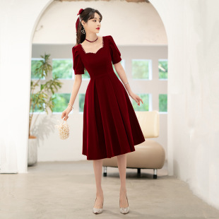 Toast Dress Bride Summer Wedding Dress Usually Wear Back Door Engagement Elegant French Dress for Petite Women