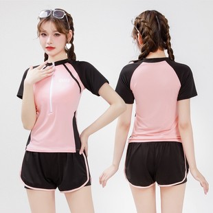 2025 New Fashion Split Swimsuit Women's Pure Want Conservative Belly Covering Slim Student Sports Leisure Hot Spring Swimsuit