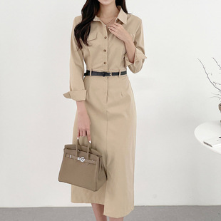 2025 Summer New Arrival South Korea Chic Elegant Retro Elegant Lassel Lace-up Slimming Split dress with Belt