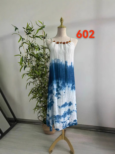 Yunnan Dali travel tie-dye dress wholesale blue strap dress manufacturers in stock wholesale tie-dye strap