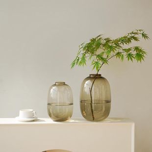 Internet Celebrity Simple Horse Drunk Wood Vase Big Belly Glass Transparent Water-raised Living Room Flower Ornaments Floor Flower Hanging Clock