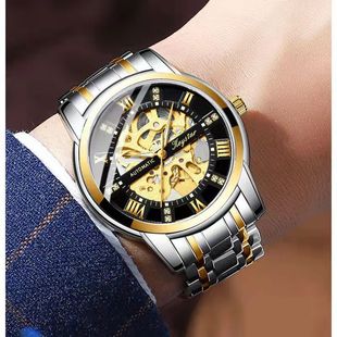Automatic mechanical watch double-sided hollow Tourbillon waterproof luminous butterfly buckle Business Men's Watch
