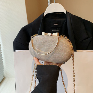 2024 New Elegant Fashion Design Shoulder Crossbody Stylish Solid Color Retro Drawstring Chain Texture Crossbody Bag