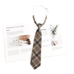 Japanese JK Academic Style Brown Retro Tie Female Lazy Wine-Free Red Shirt Accessories All-Match Black Stripe