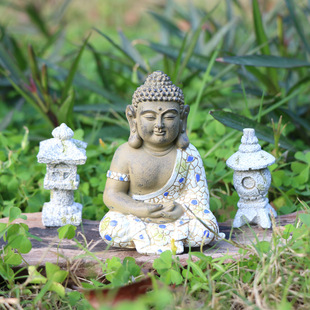 Cross-border creative Zen Buddha ornaments porch bonsai Rockery Garden courtyard micro-landscape landscaping crafts