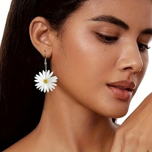 Cross-border European and American Summer Daisy Acrylic Earrings Small Fresh Artistic Pastoral Style All-match Earrings