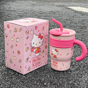 Sanlio Water Cup Non-bully Thermos Cup Girls High-value Straw Water Cup Cute Cup Office Ice bully Cup