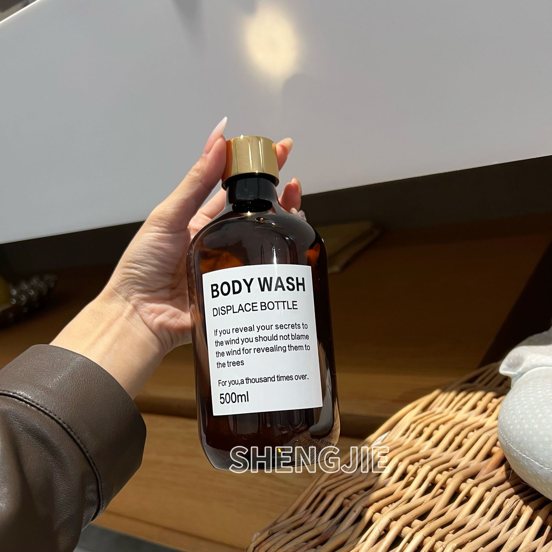 500ml Brown Dark Tea Seed Oil Pure Lotion Toner Essence Detergent Cleaner Laundry Liquid Packaging Bottle